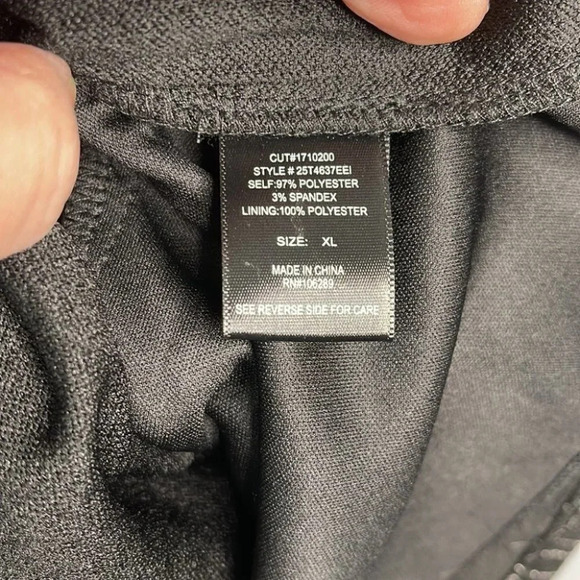 TRIXXI Metallic Mini Dress Black Floral Print Split V-neck Ruched Size XL - Picture 10 of 13